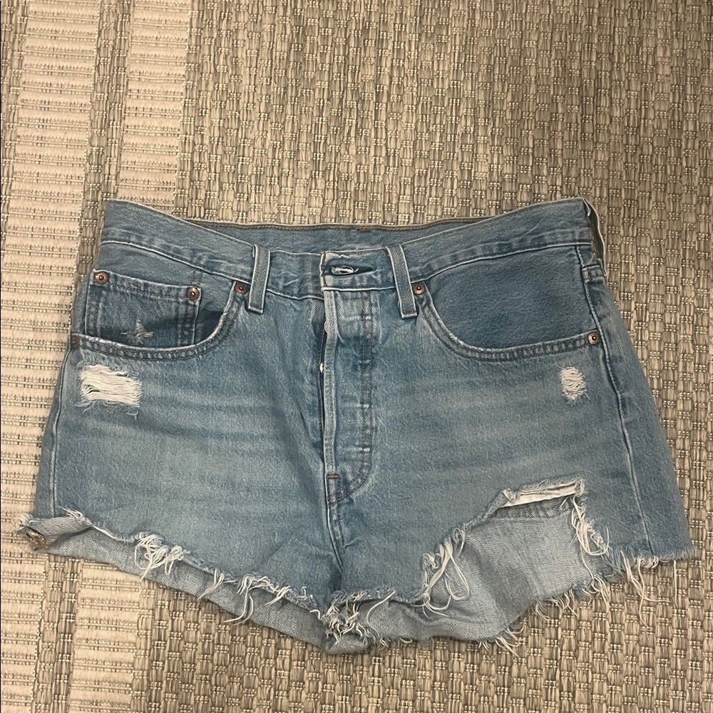 Levi's Light Blue Distressed Jean Shorts